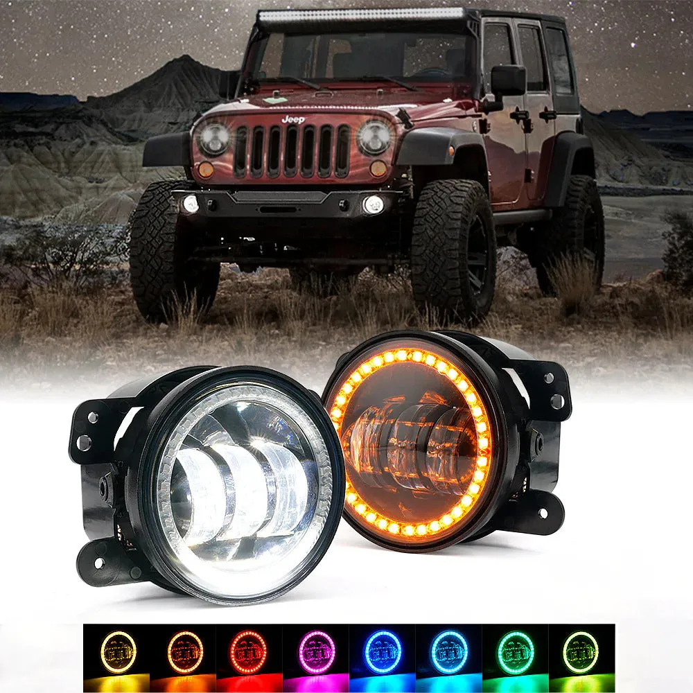 Xprite 4 Inch RGB LED Halo Fog Jeep Wrangler JL (18-22) Escapade Series