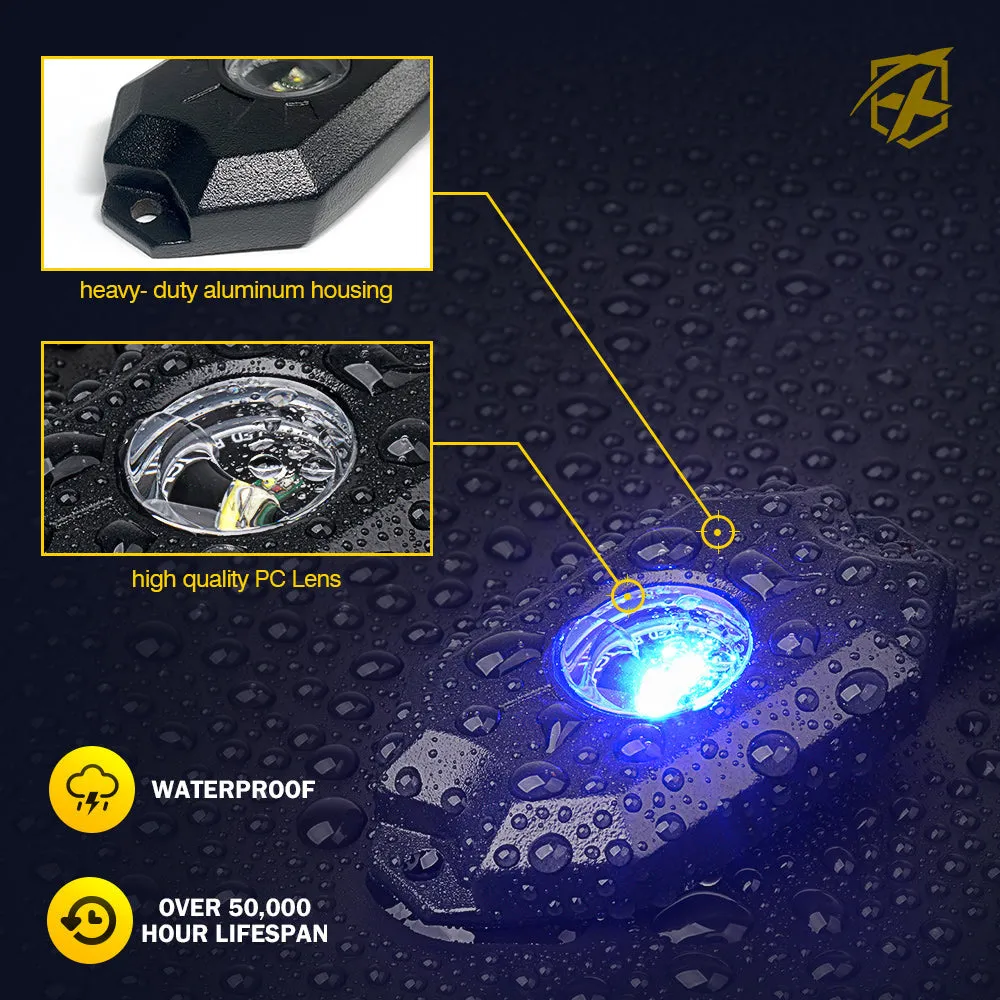 Xprite Trophy Series RGBW LED Rock Lights Kit w/ Bluetooth Control - 4 pcs / 6pcs / 8pcs / 10pcs