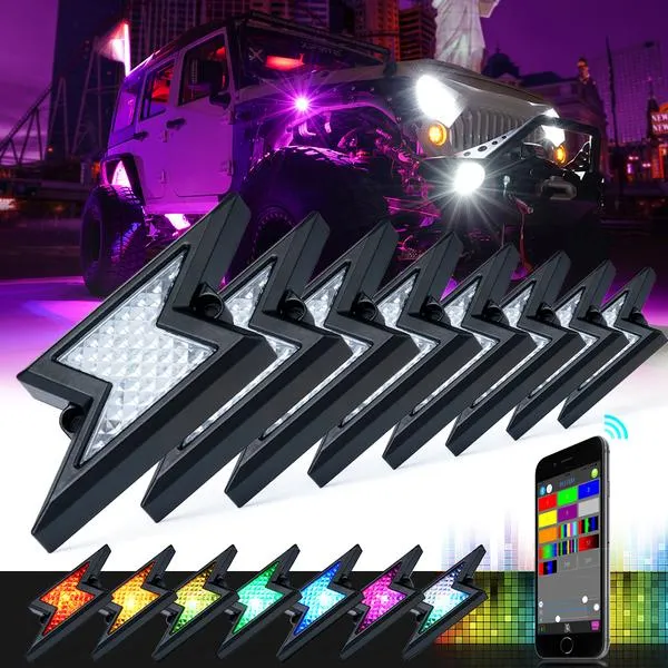 Xprite Z-Force Lightning LED RGB Bluetooth Rock Lights - 4pcs / 6pcs / 8pcs