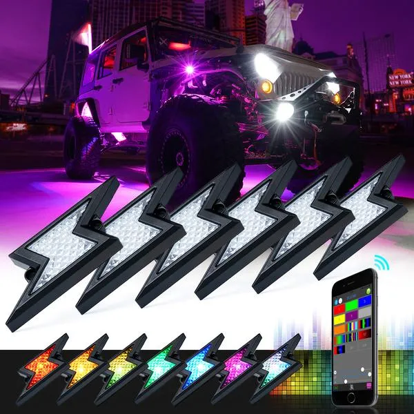 Xprite Z-Force Lightning LED RGB Bluetooth Rock Lights - 4pcs / 6pcs / 8pcs